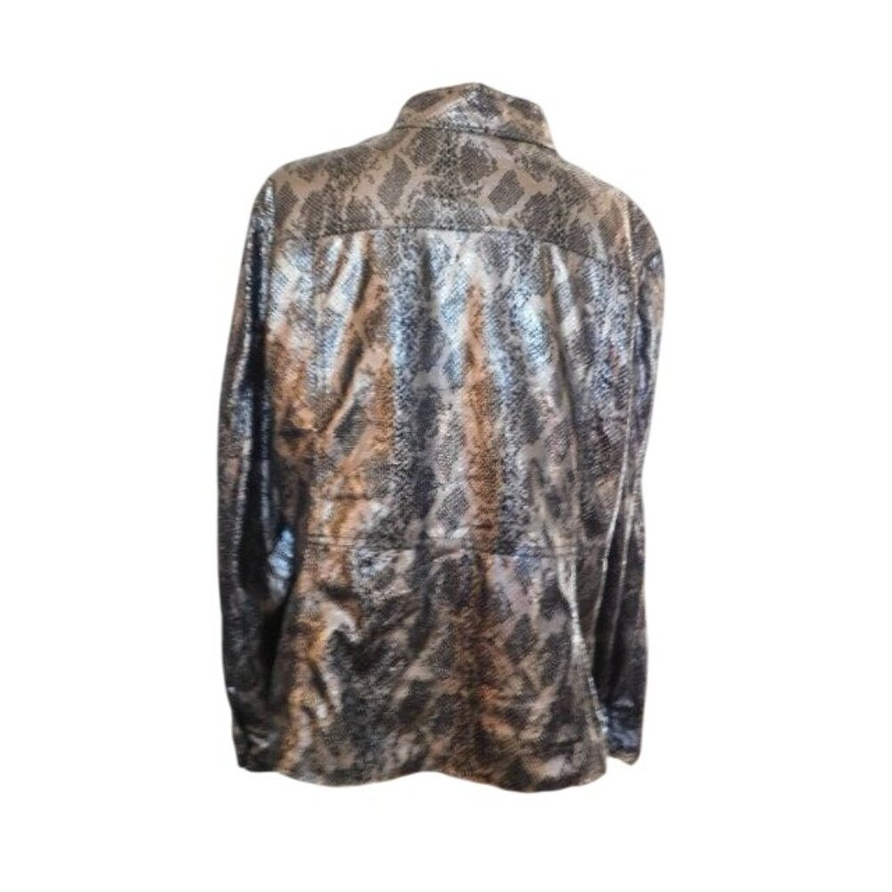 Chico's Size L Large Reptile Shimmery Zip front Elegant Jacket - Picture 4 of 4